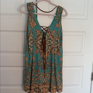 Judith March Teal and Orange Backless Dress